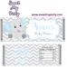 Blue and Grey Elephant Baby Shower candy bar wrappers,(7ebb)